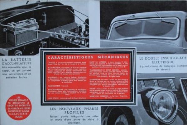 Renault Vivastella 6 Cylinder Modelprogram 1938 Carbrochure-Map (7741)